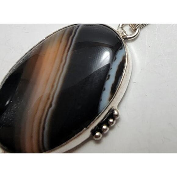 Striking Black Agate Necklace - Sterling Silver Statement Jewelry - Picture 7 of 10